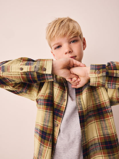 Dsiney Kidz - Yellow Check Long Sleeve Textured Shirt (3-16yrs) image 4