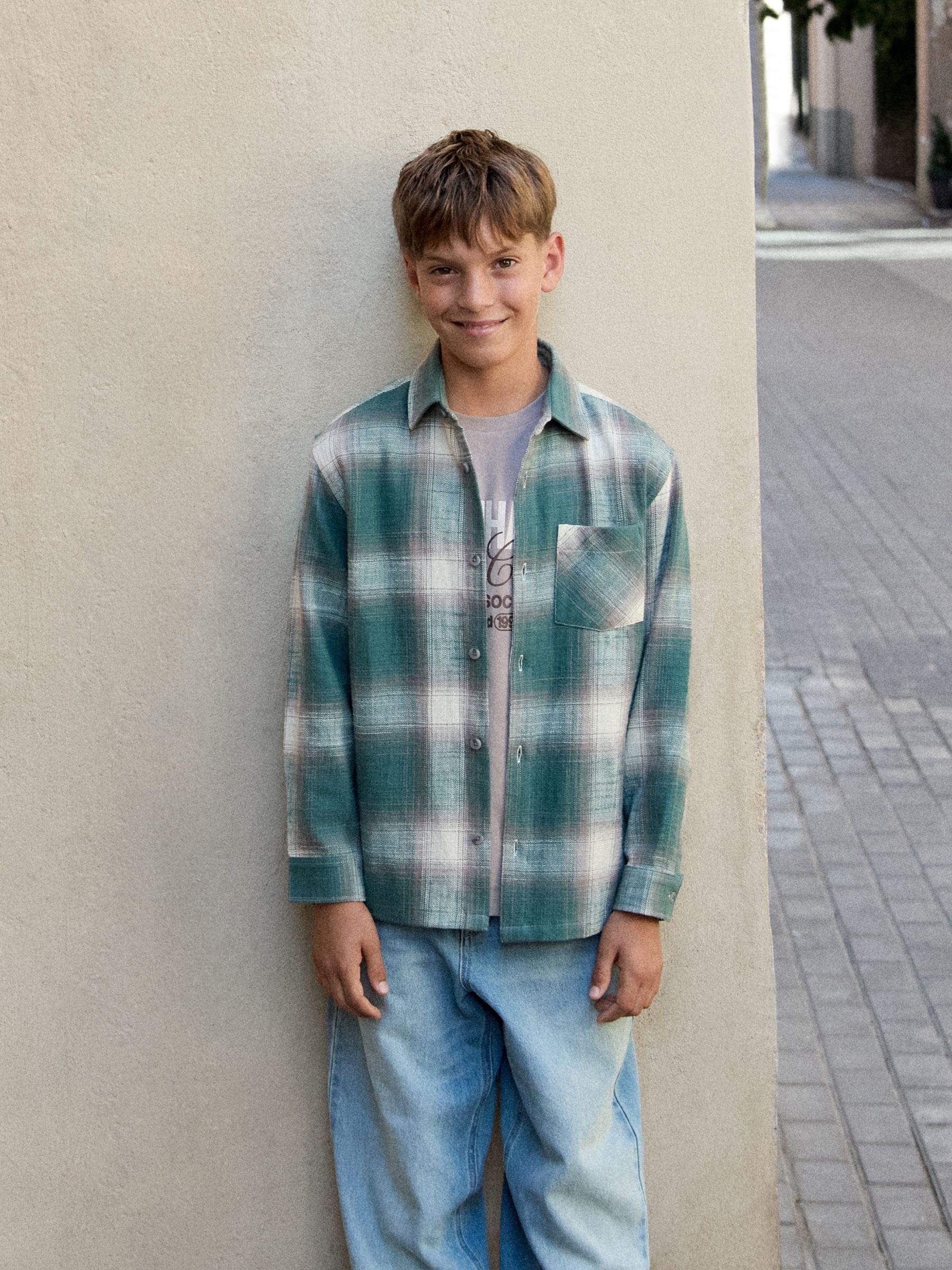Dsiney Kidz - Green Check Long Sleeve 2PC Check Shirt and T-Shirt Set (3-16yrs) image 1