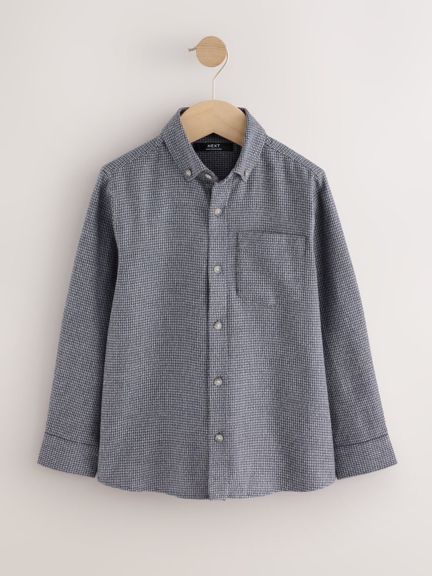 Dsiney Kidz - Charcoal Grey Micro Check Long Sleeve Textured Shirt (3-16yrs) image 1