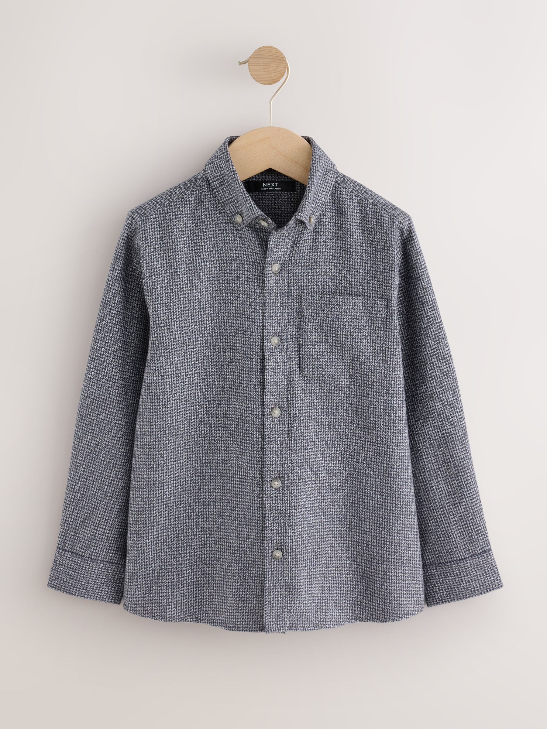 Dsiney Kidz - Charcoal Grey Micro Check Long Sleeve Textured Shirt (3-16yrs) image 1