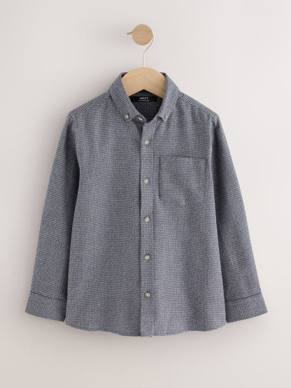 Dsiney Kidz - Charcoal Grey Micro Check Long Sleeve Textured Shirt (3-16yrs) image 1
