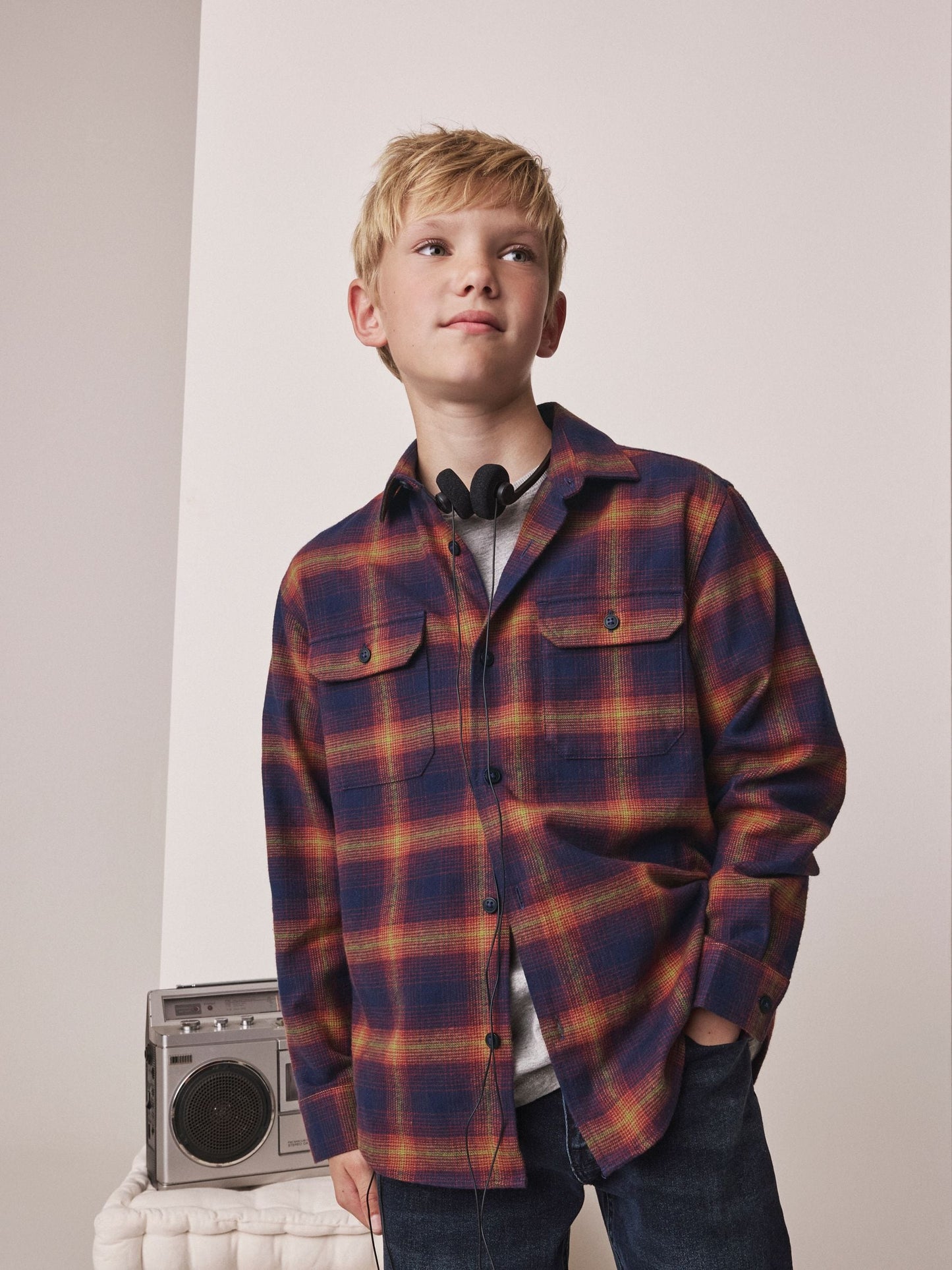 Dsiney Kidz - Burnt Orange Check Long Sleeve Check Shirt (3-16yrs) image 1