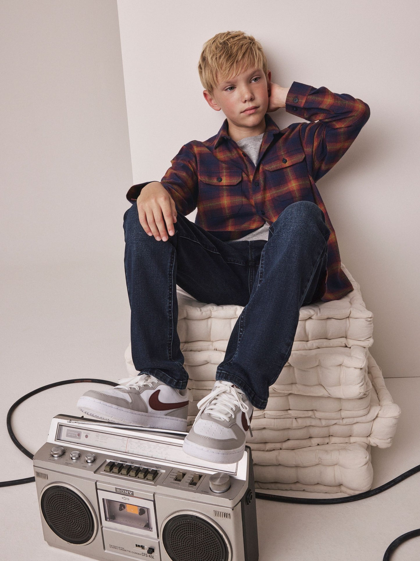 Dsiney Kidz - Burnt Orange Check Long Sleeve Check Shirt (3-16yrs) image 2