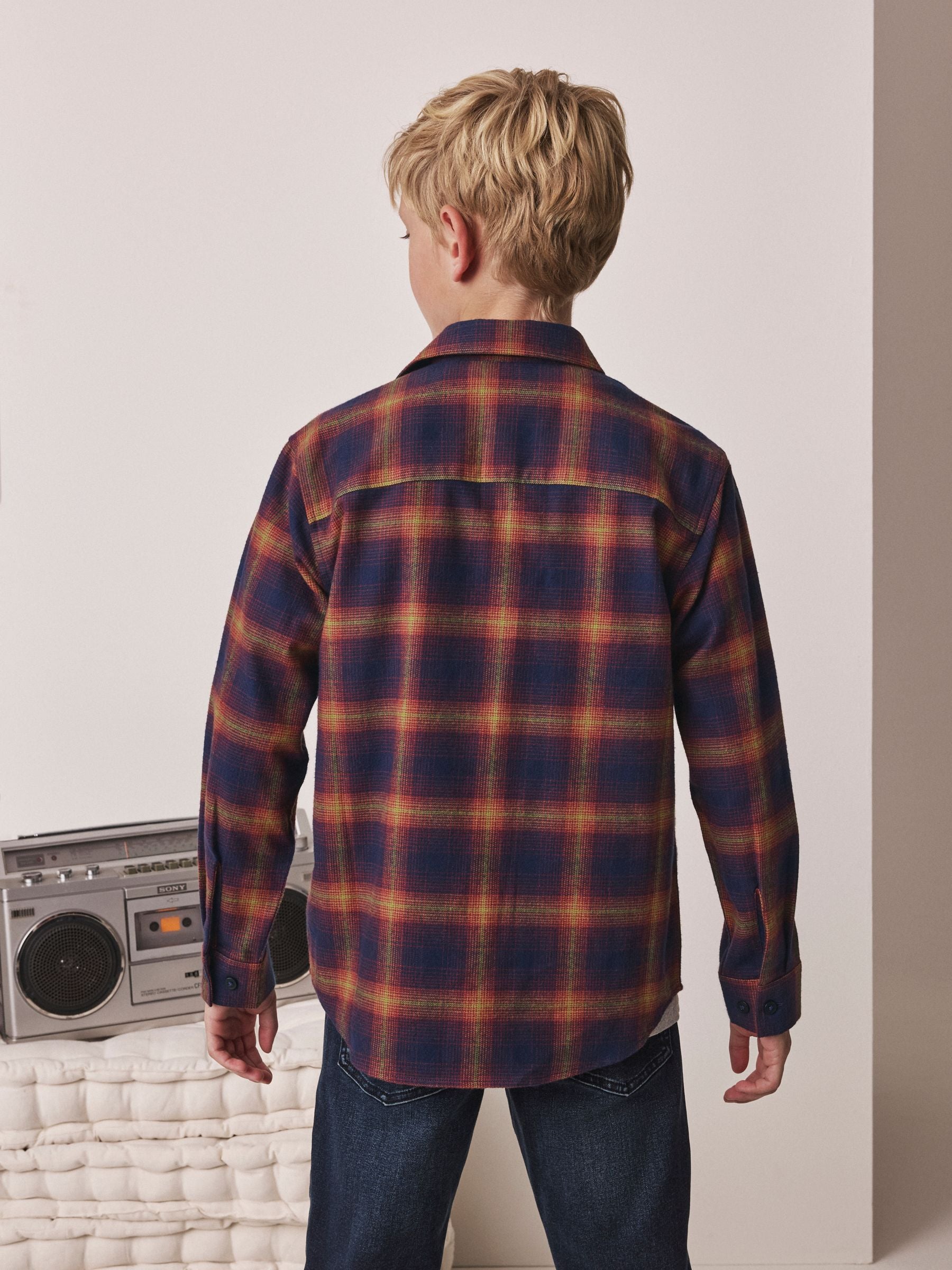 Dsiney Kidz - Burnt Orange Check Long Sleeve Check Shirt (3-16yrs) image 3