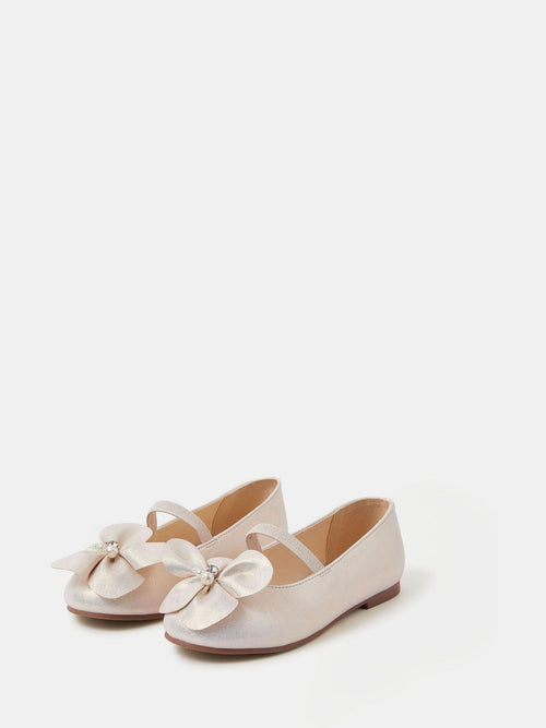 Angels By Accessorize Gold Girls Appliqué Flower Ballet Flat Shoes image 1