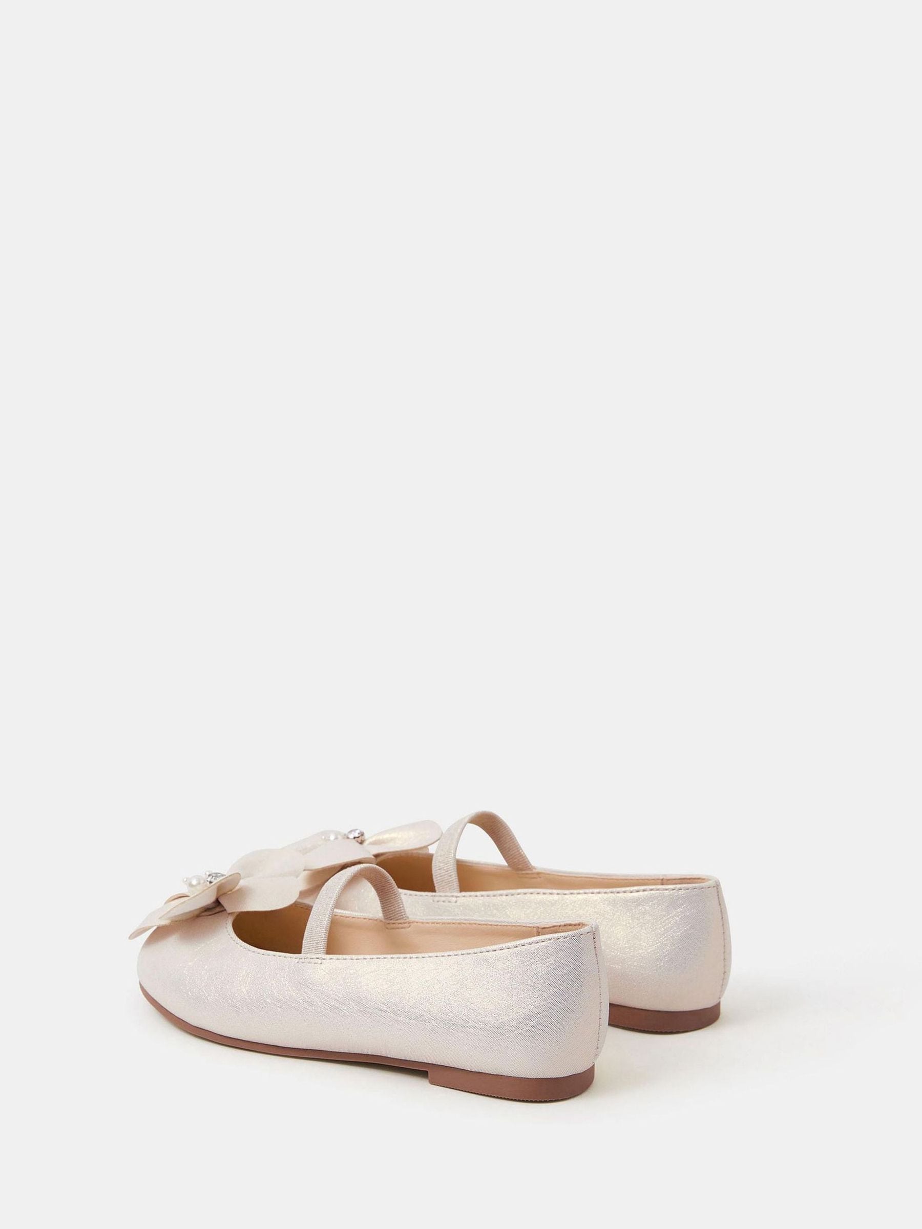 Angels By Accessorize Gold Girls Appliqué Flower Ballet Flat Shoes image 2