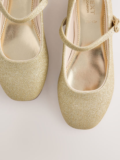 Gold Glitter Standard Fit (F) Mary Jane Occasion Shoes image 4