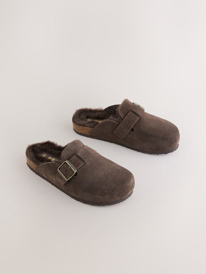 Chocolate Brown Suede Standard Fit (F) Slip-Ons Clogs image 1