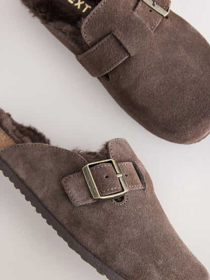 Chocolate Brown Suede Standard Fit (F) Slip-Ons Clogs image 3