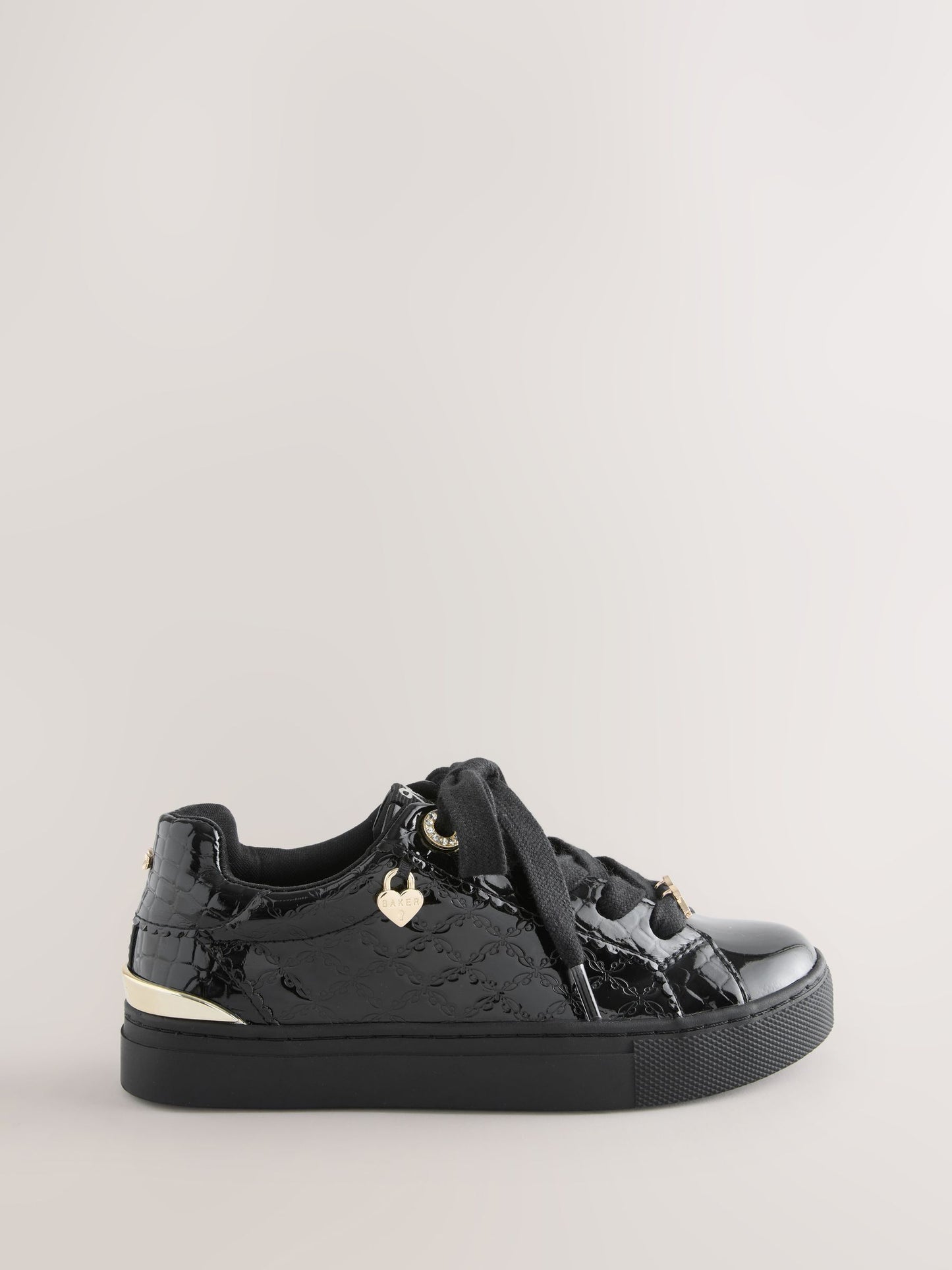 Baker by Ted Baker Back to School Patent Embossed Black Trainers image 2
