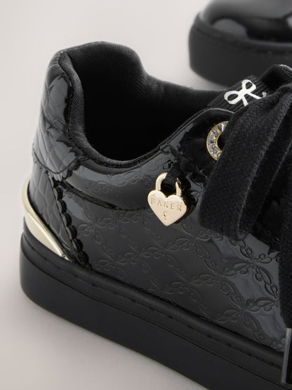 Baker by Ted Baker Back to School Patent Embossed Black Trainers image 4
