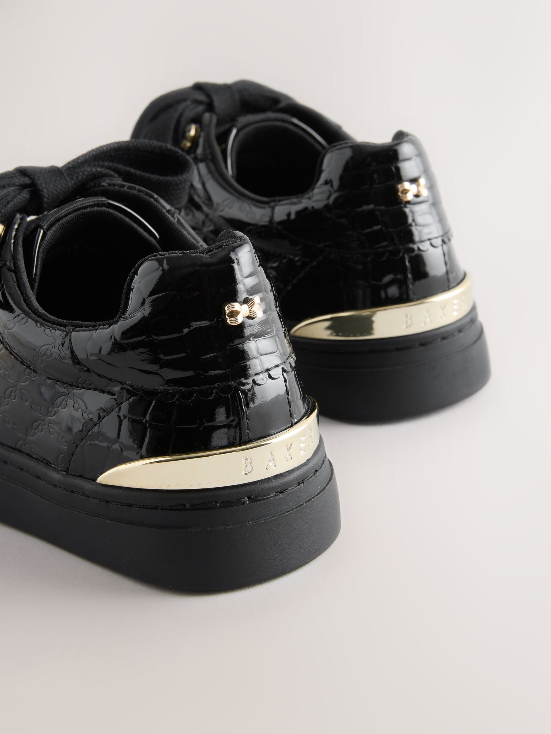 Baker by Ted Baker Back to School Patent Embossed Black Trainers image 5