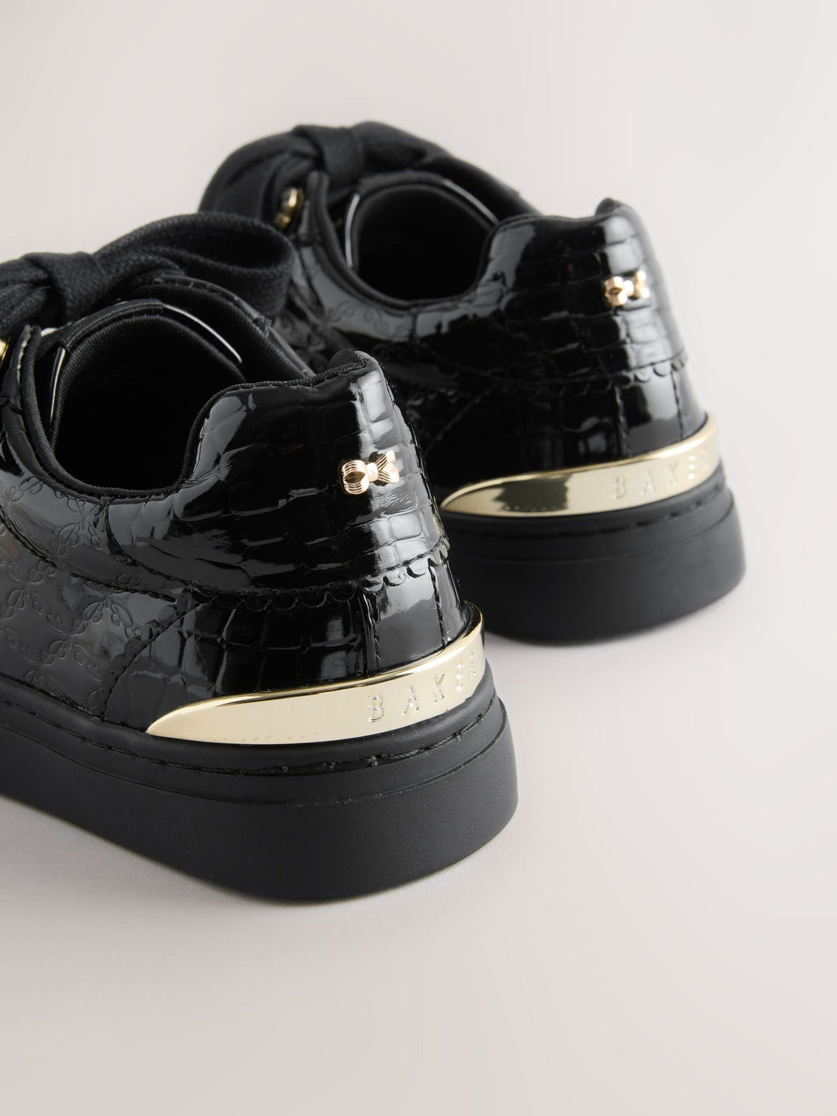 Baker by Ted Baker Back to School Patent Embossed Black Trainers image 5