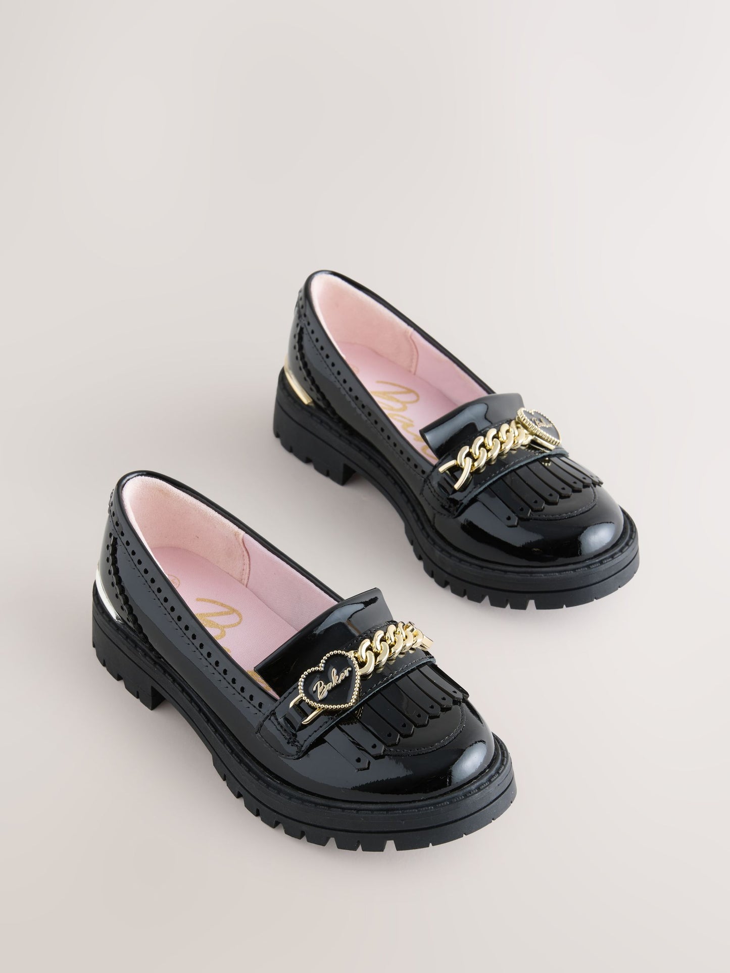 Baker by Ted Baker Black Back to School Patent Fringed Charm Loafers image 1