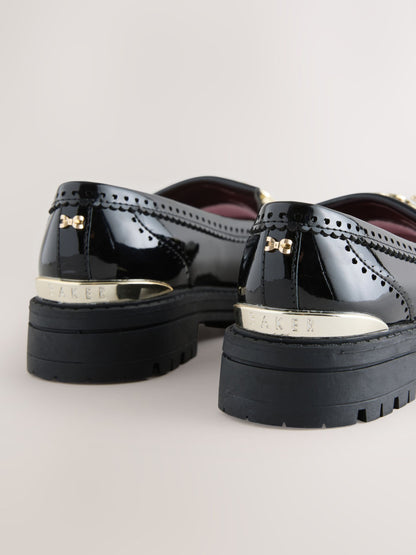 Baker by Ted Baker Black Back to School Patent Fringed Charm Loafers image 4
