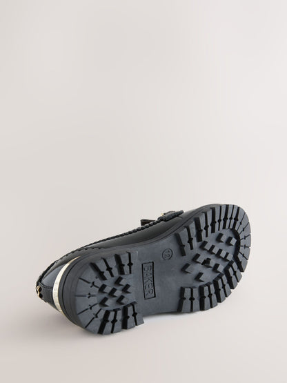 Baker by Ted Baker Black Back to School Patent Fringed Charm Loafers image 5