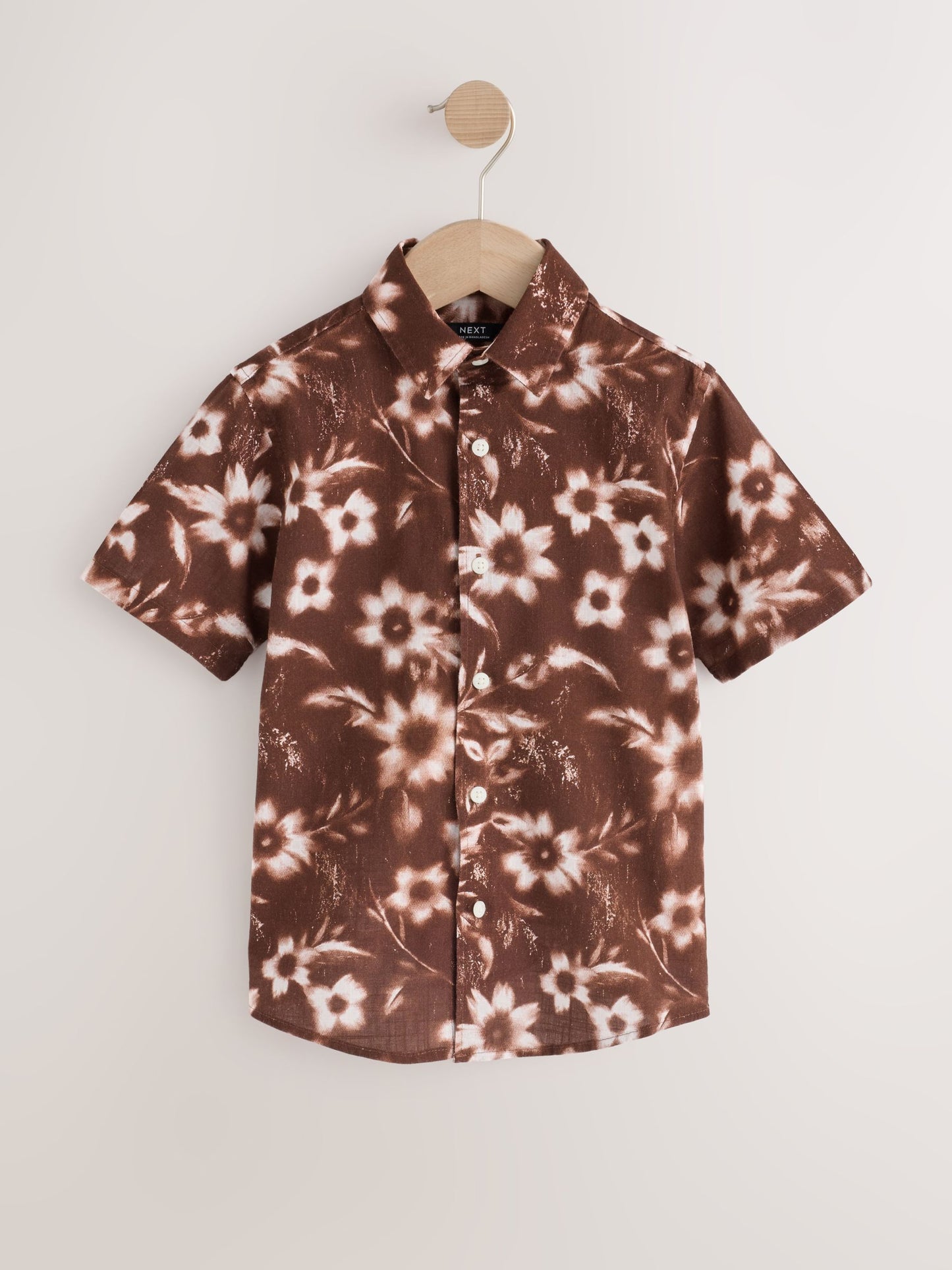 Dsiney Kidz - Chocolate Brown All Over Print Flowers Short Sleeve All Over Print Shirt (3-16yrs) image 5