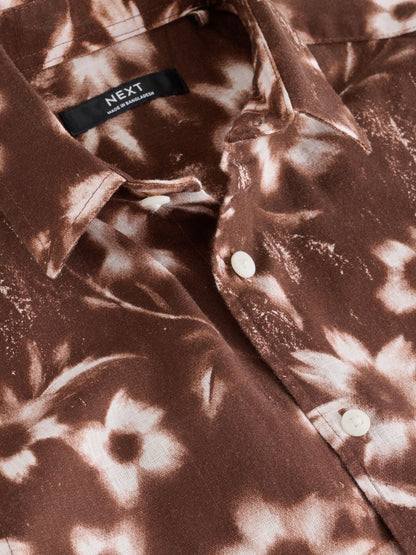 Dsiney Kidz - Chocolate Brown All Over Print Flowers Short Sleeve All Over Print Shirt (3-16yrs) image 7