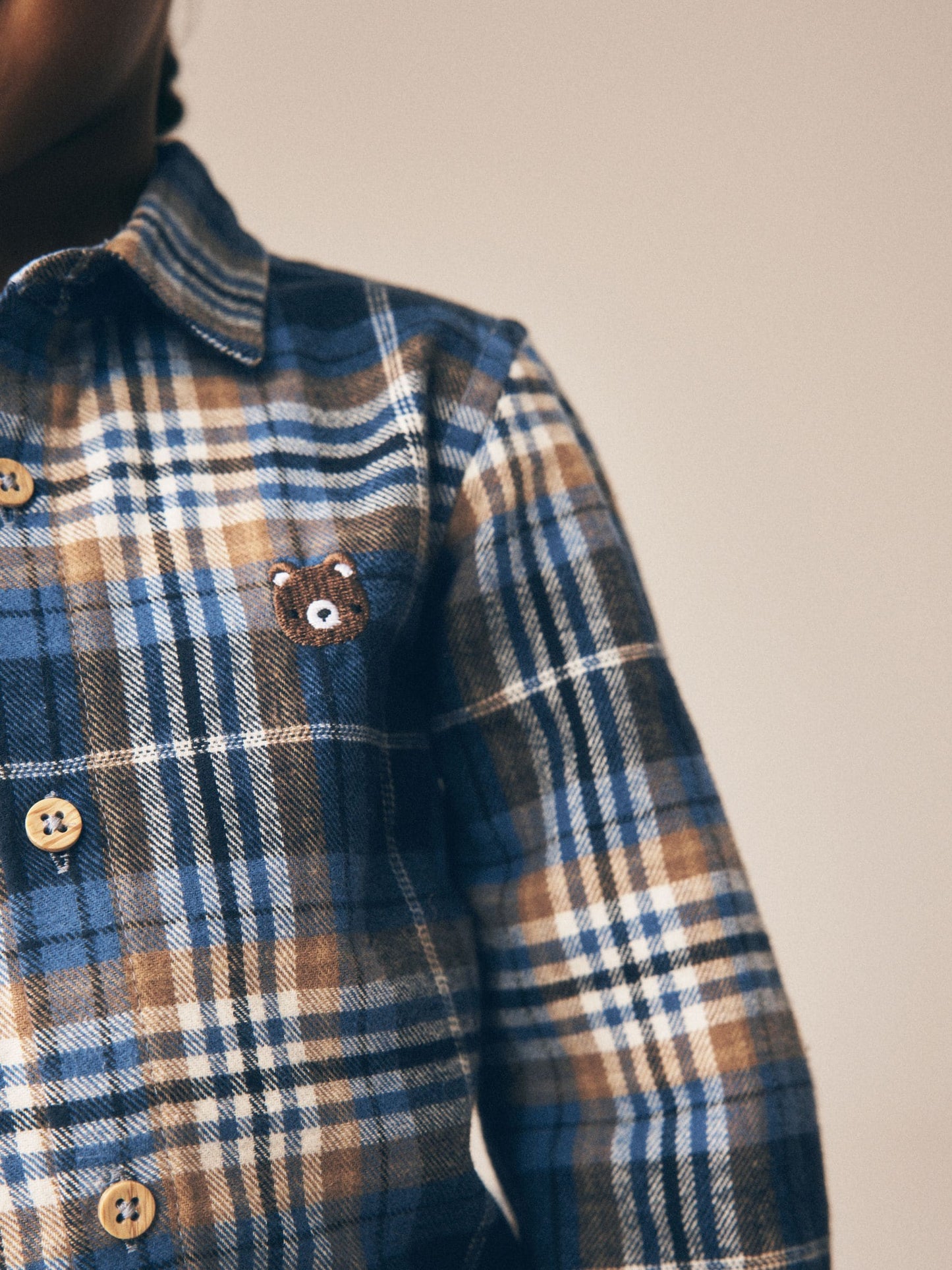 Dsiney Kidz - Blue Bear Check Long Sleeve Character Shirt (3mths-7yrs) image 4