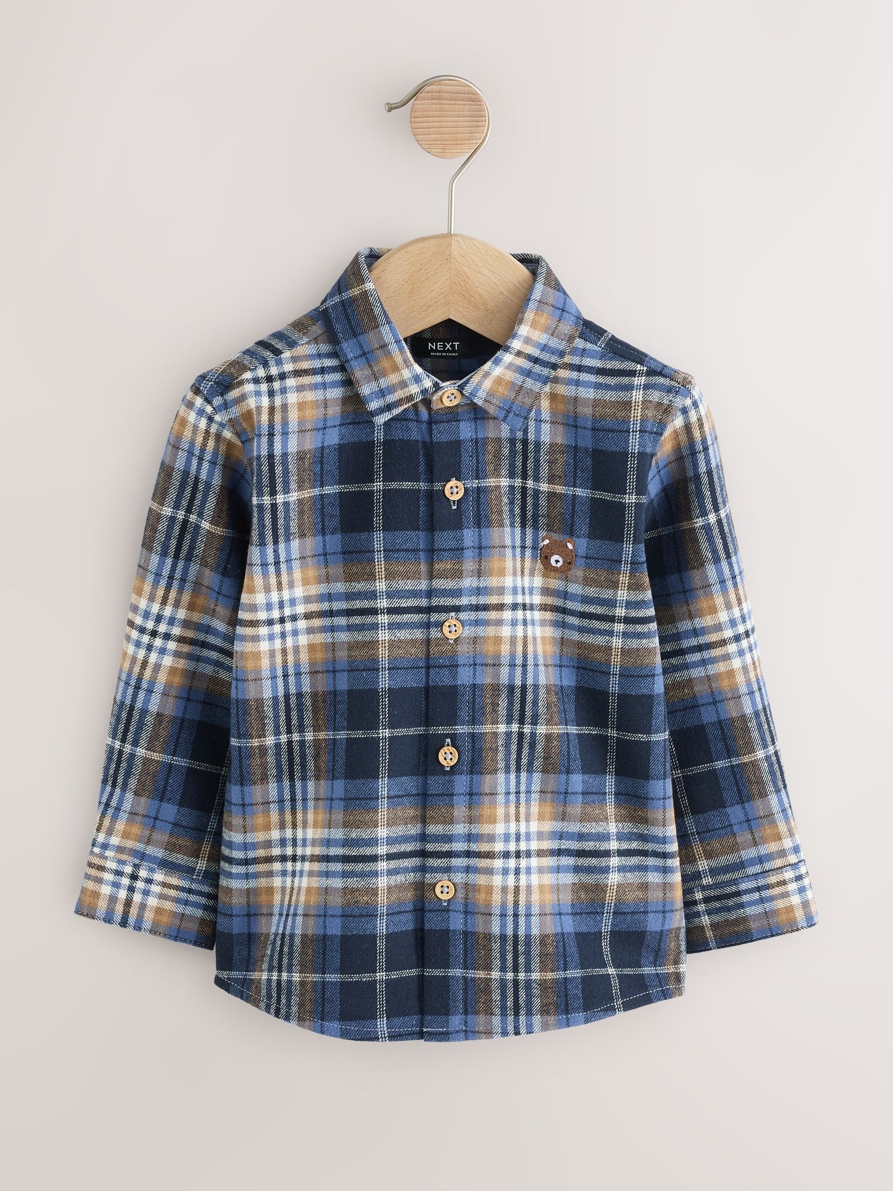 Dsiney Kidz - Blue Bear Check Long Sleeve Character Shirt (3mths-7yrs) image 6