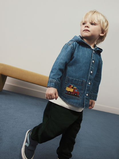 Dsiney Kidz - Denim Embroidery Transport Long Sleeve Hooded Overshirt (3mths-7yrs) image 1