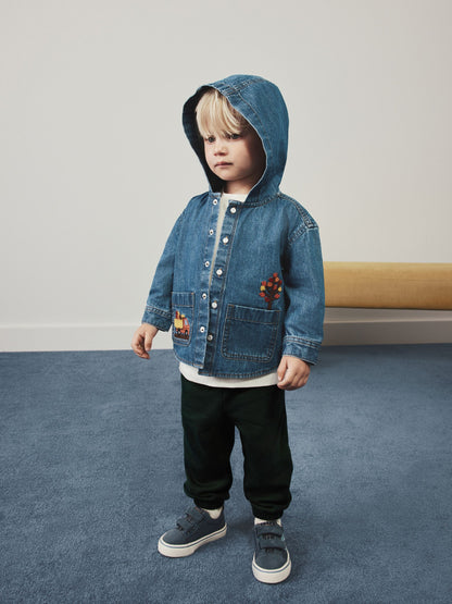 Dsiney Kidz - Denim Embroidery Transport Long Sleeve Hooded Overshirt (3mths-7yrs) image 2