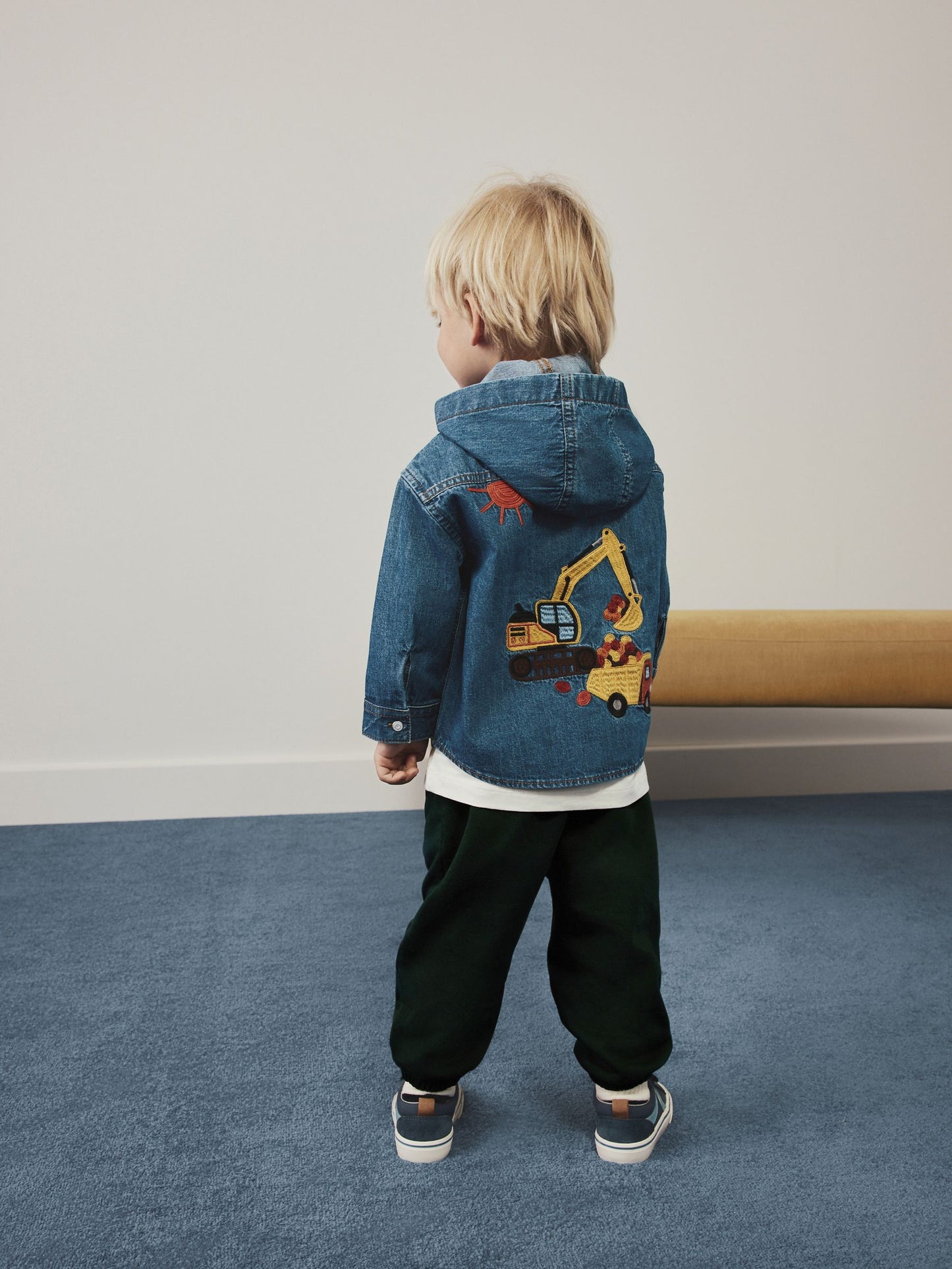 Dsiney Kidz - Denim Embroidery Transport Long Sleeve Hooded Overshirt (3mths-7yrs) image 3