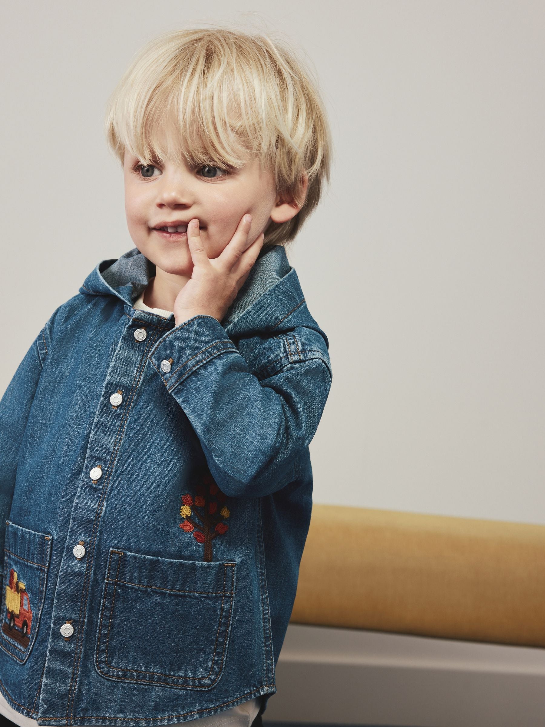 Dsiney Kidz - Denim Embroidery Transport Long Sleeve Hooded Overshirt (3mths-7yrs) image 4