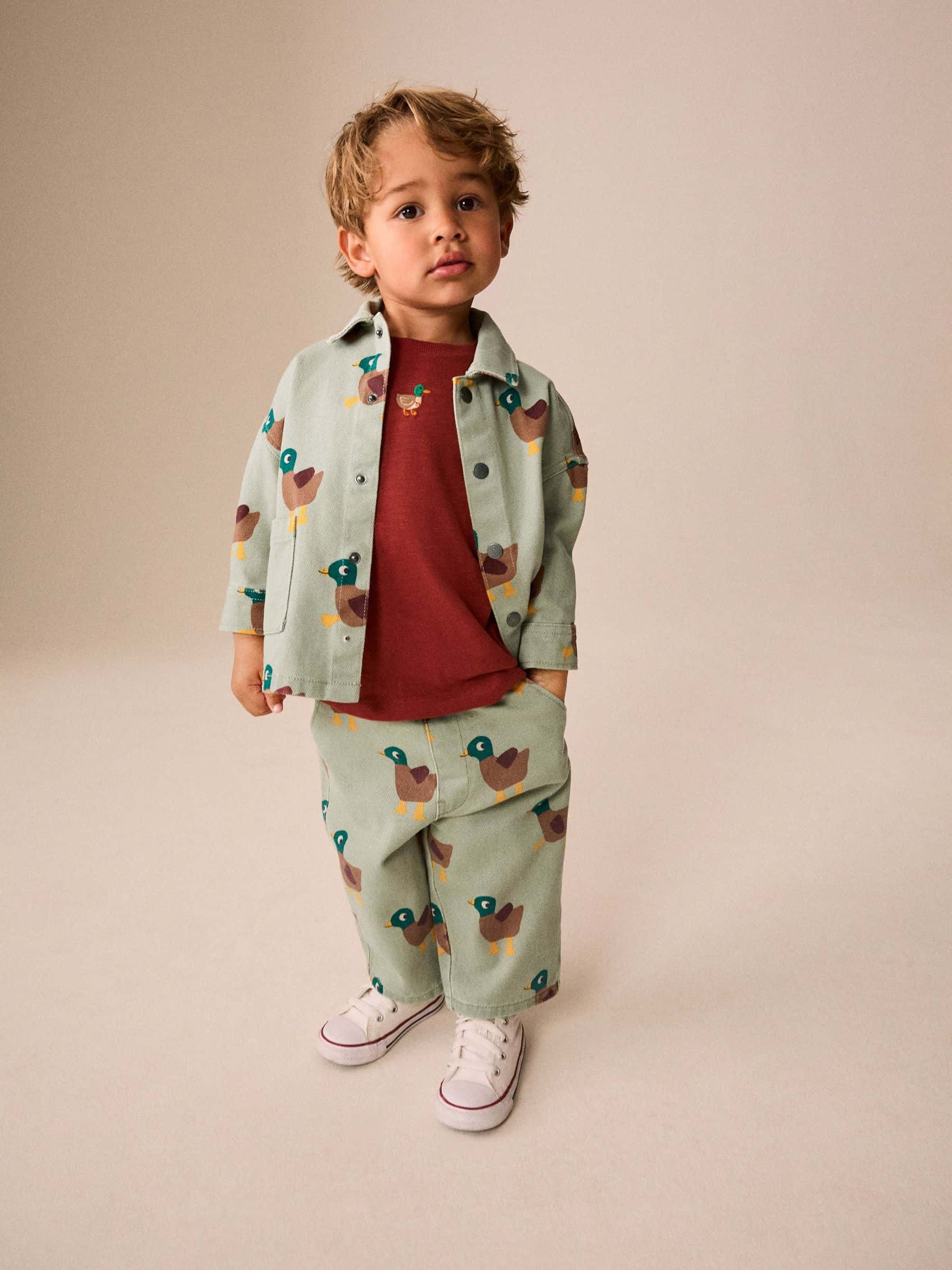 Dsiney Kidz - Sage Green All Over Print Duck Twill Printed Overshirt (3mths-7yrs) image 2