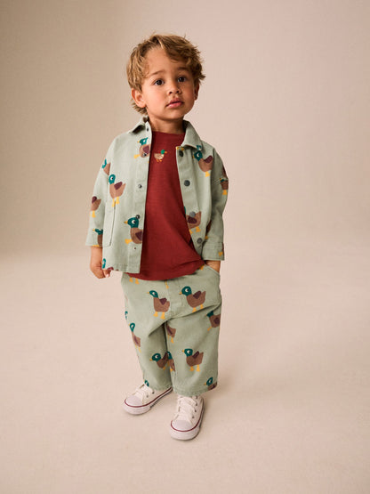 Dsiney Kidz - Sage Green All Over Print Duck Twill Printed Overshirt (3mths-7yrs) image 2