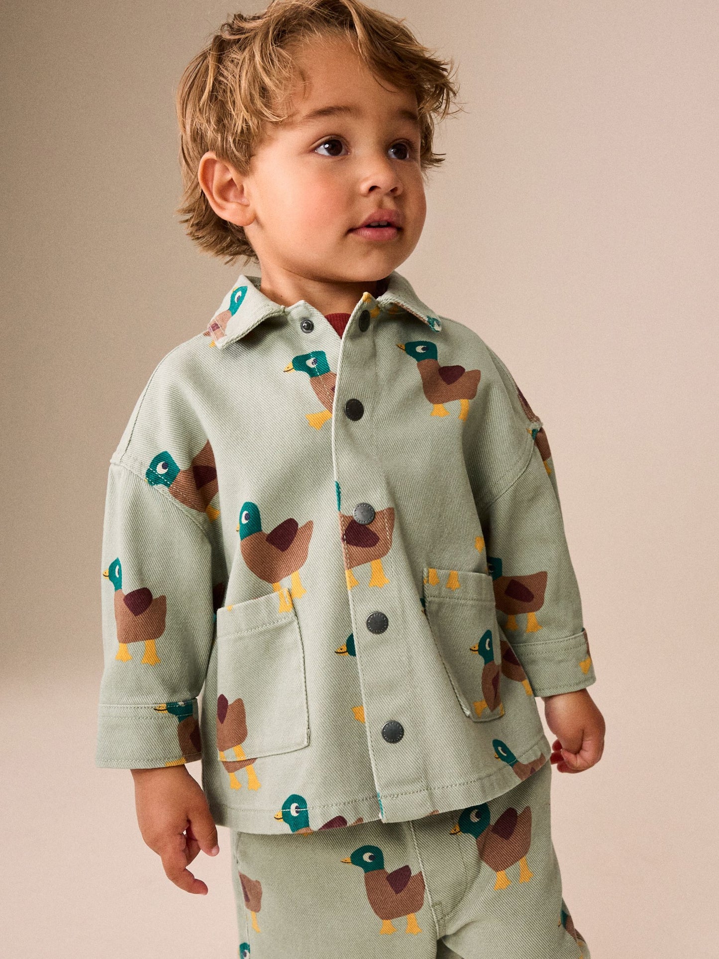 Dsiney Kidz - Sage Green All Over Print Duck Twill Printed Overshirt (3mths-7yrs) image 3