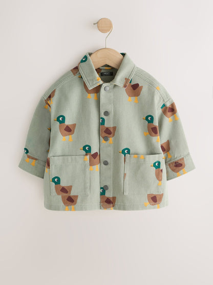 Dsiney Kidz - Sage Green All Over Print Duck Twill Printed Overshirt (3mths-7yrs) image 6