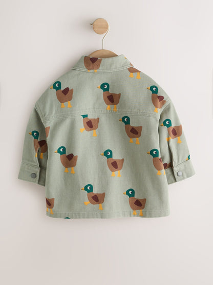 Dsiney Kidz - Sage Green All Over Print Duck Twill Printed Overshirt (3mths-7yrs) image 7