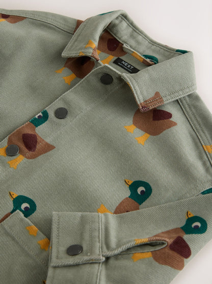Dsiney Kidz - Sage Green All Over Print Duck Twill Printed Overshirt (3mths-7yrs) image 9