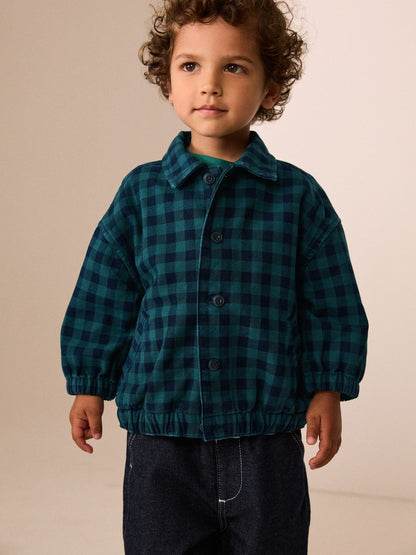 Dsiney Kidz - Navy/Turquoise Cotton Twill Gingham Check Overshirt (3mths-7yrs) image 1