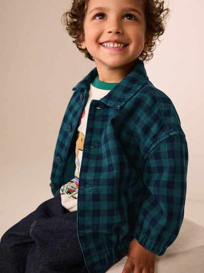 Dsiney Kidz - Navy/Turquoise Cotton Twill Gingham Check Overshirt (3mths-7yrs) image 2