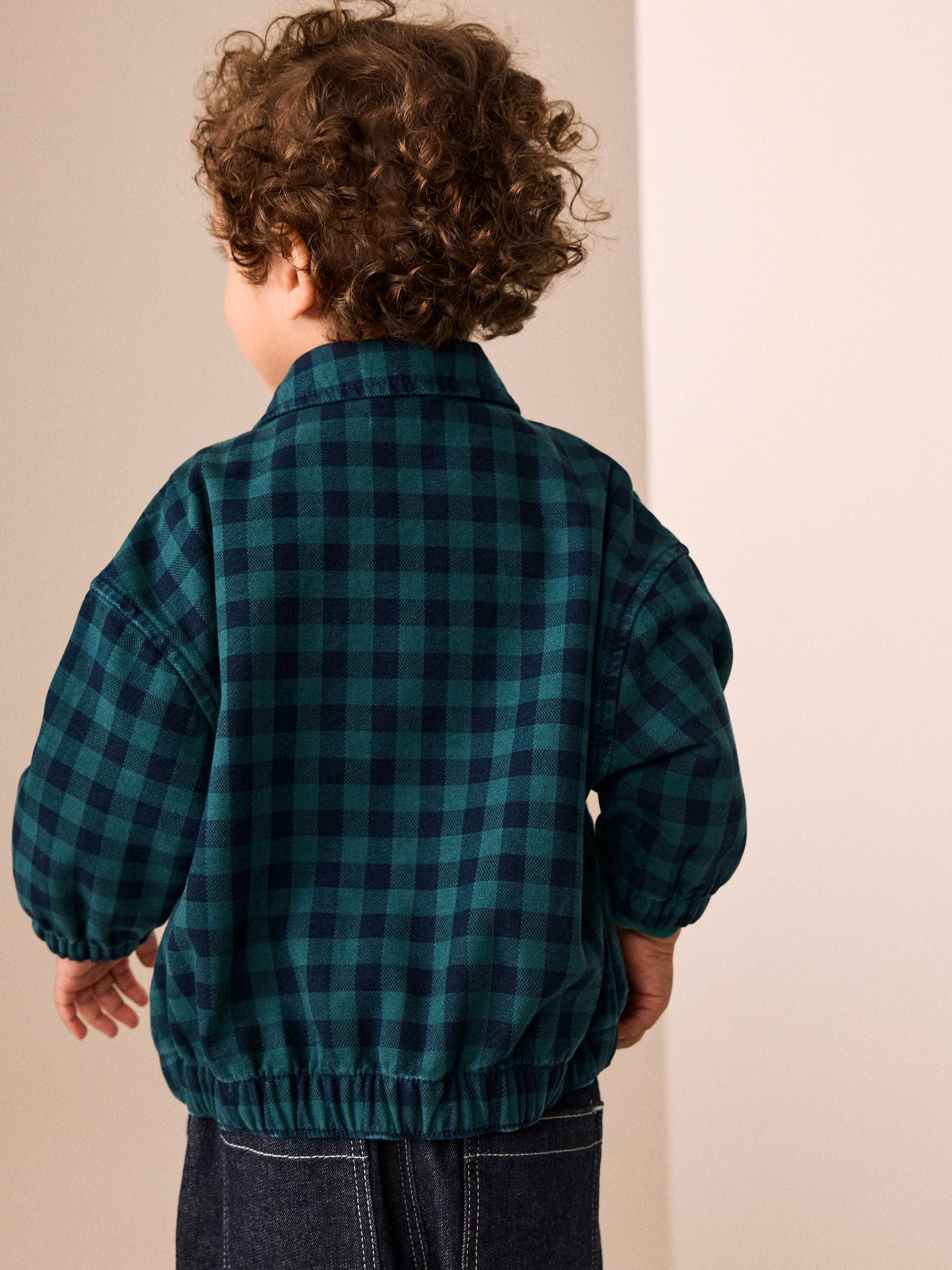 Dsiney Kidz - Navy/Turquoise Cotton Twill Gingham Check Overshirt (3mths-7yrs) image 4