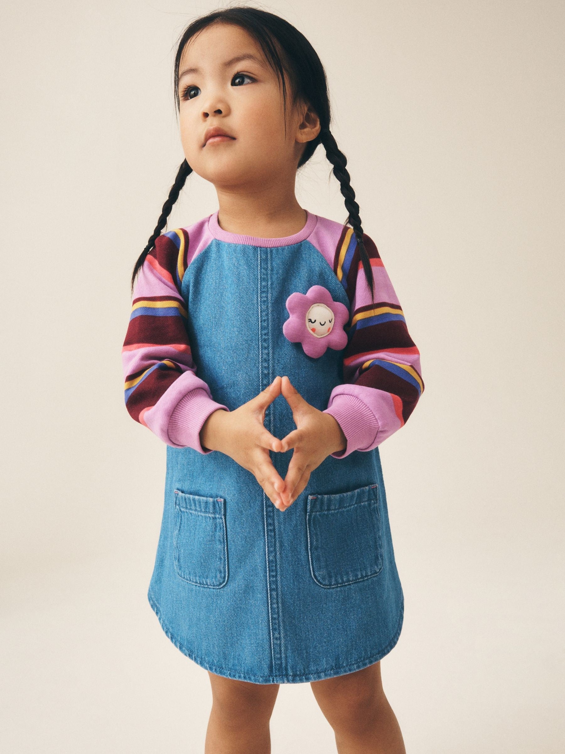Dsiney Kidz - Purple Stripe Raglan Denim Dress (3mths-8yrs) image 1