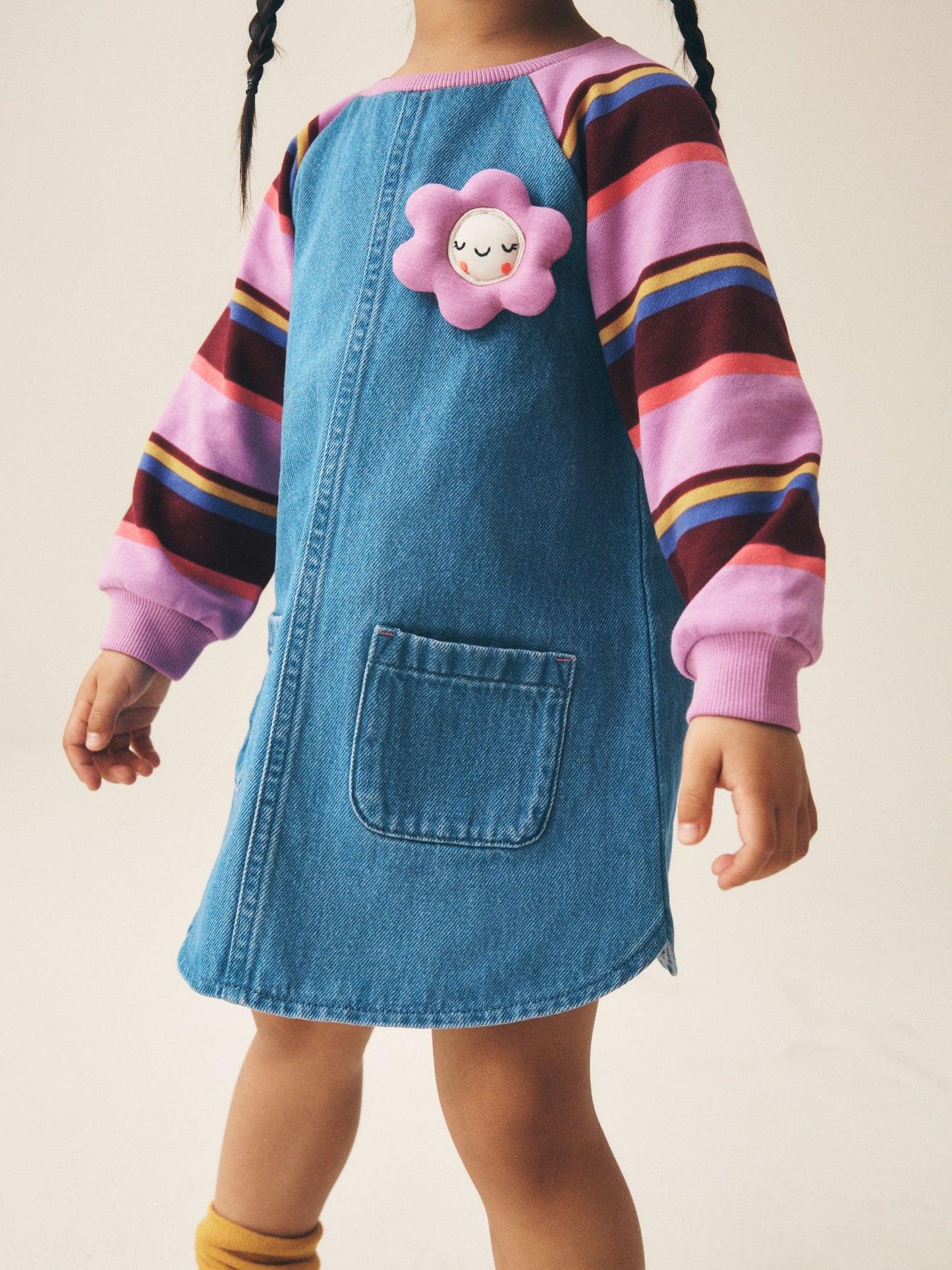 Dsiney Kidz - Purple Stripe Raglan Denim Dress (3mths-8yrs) image 2