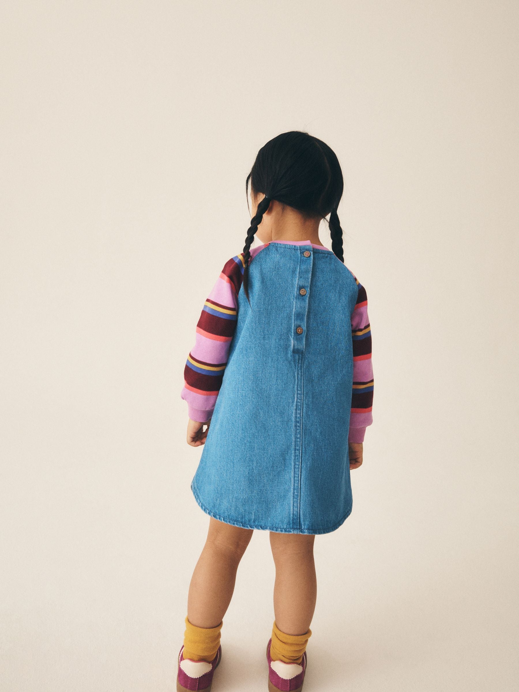 Dsiney Kidz - Purple Stripe Raglan Denim Dress (3mths-8yrs) image 3
