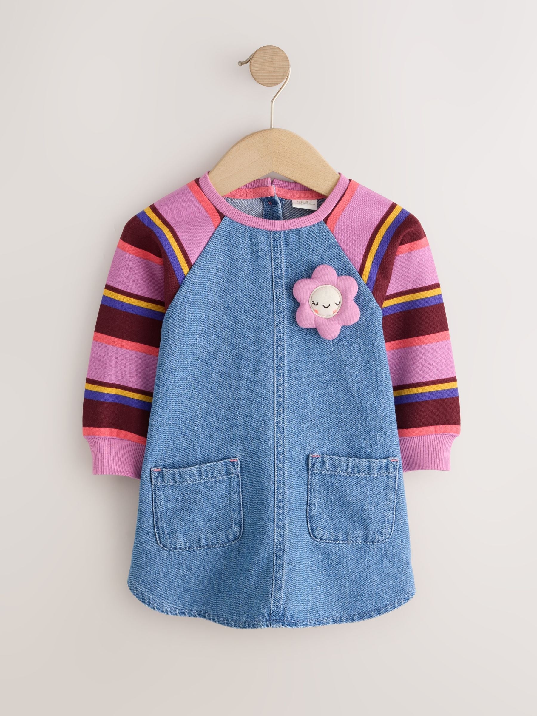 Dsiney Kidz - Purple Stripe Raglan Denim Dress (3mths-8yrs) image 4