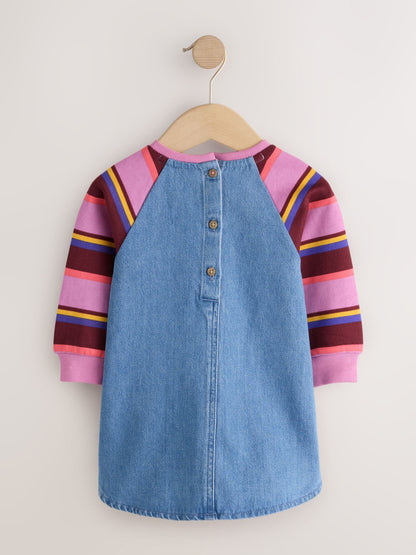 Dsiney Kidz - Purple Stripe Raglan Denim Dress (3mths-8yrs) image 5