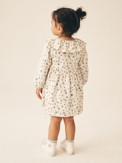 Dsiney Kidz - Ecru Ditsy Long Sleeve Collar Dress (3mths-8yrs) image 3