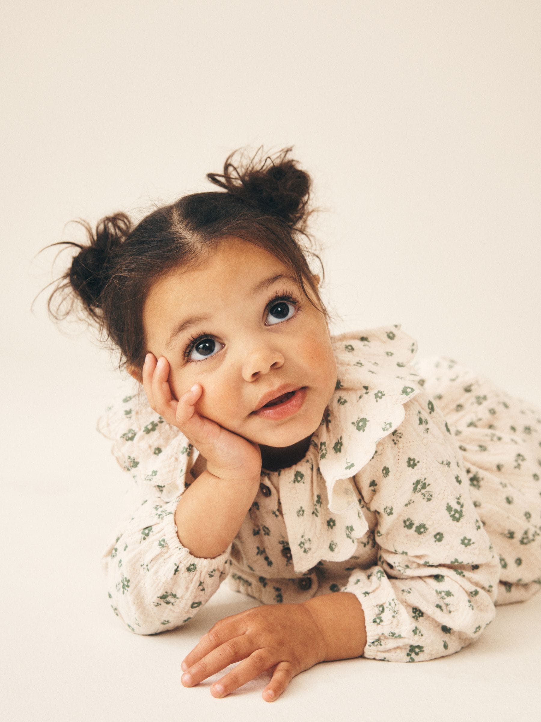 Dsiney Kidz - Ecru Ditsy Long Sleeve Collar Dress (3mths-8yrs) image 4