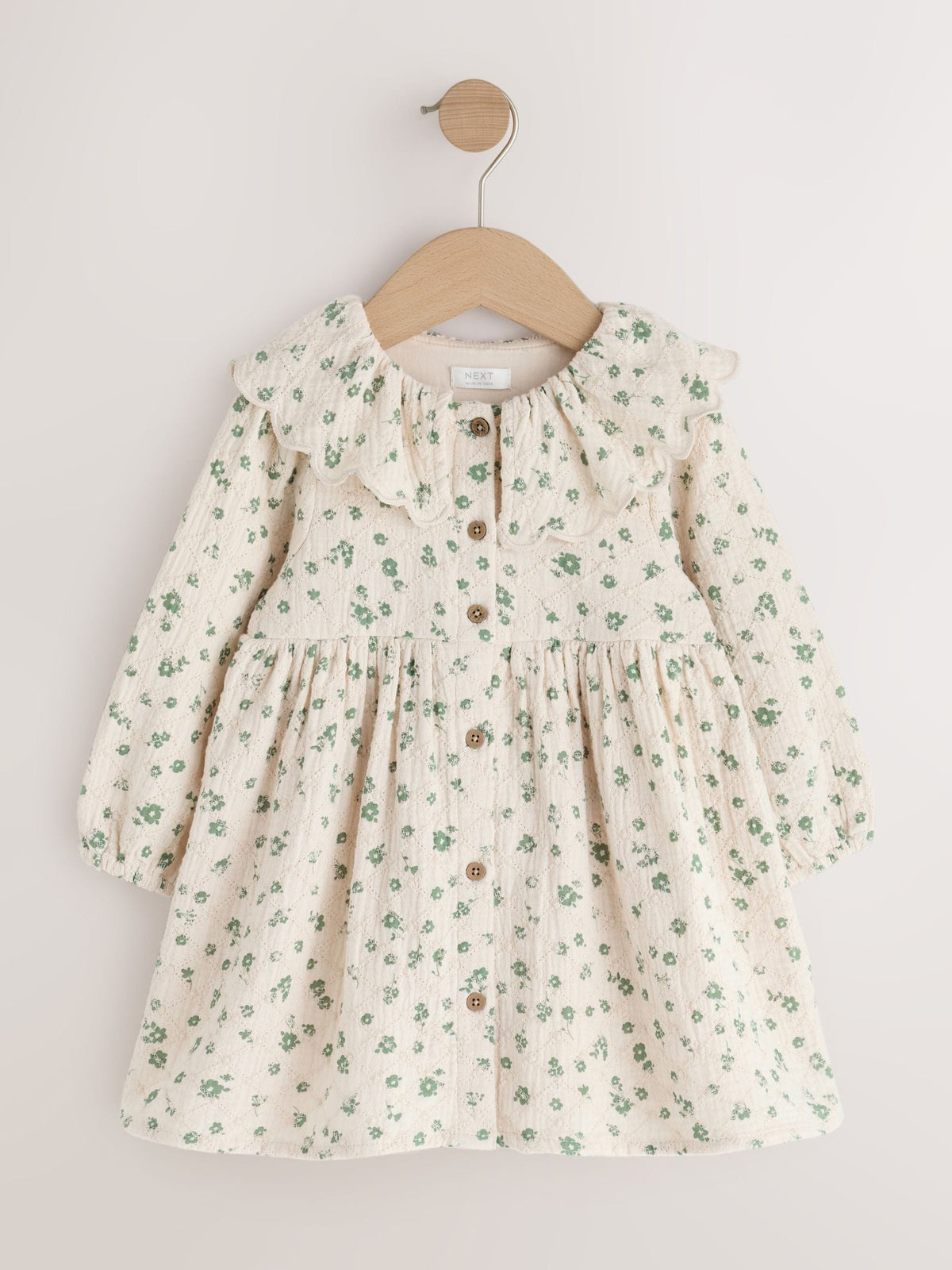 Dsiney Kidz - Ecru Ditsy Long Sleeve Collar Dress (3mths-8yrs) image 5