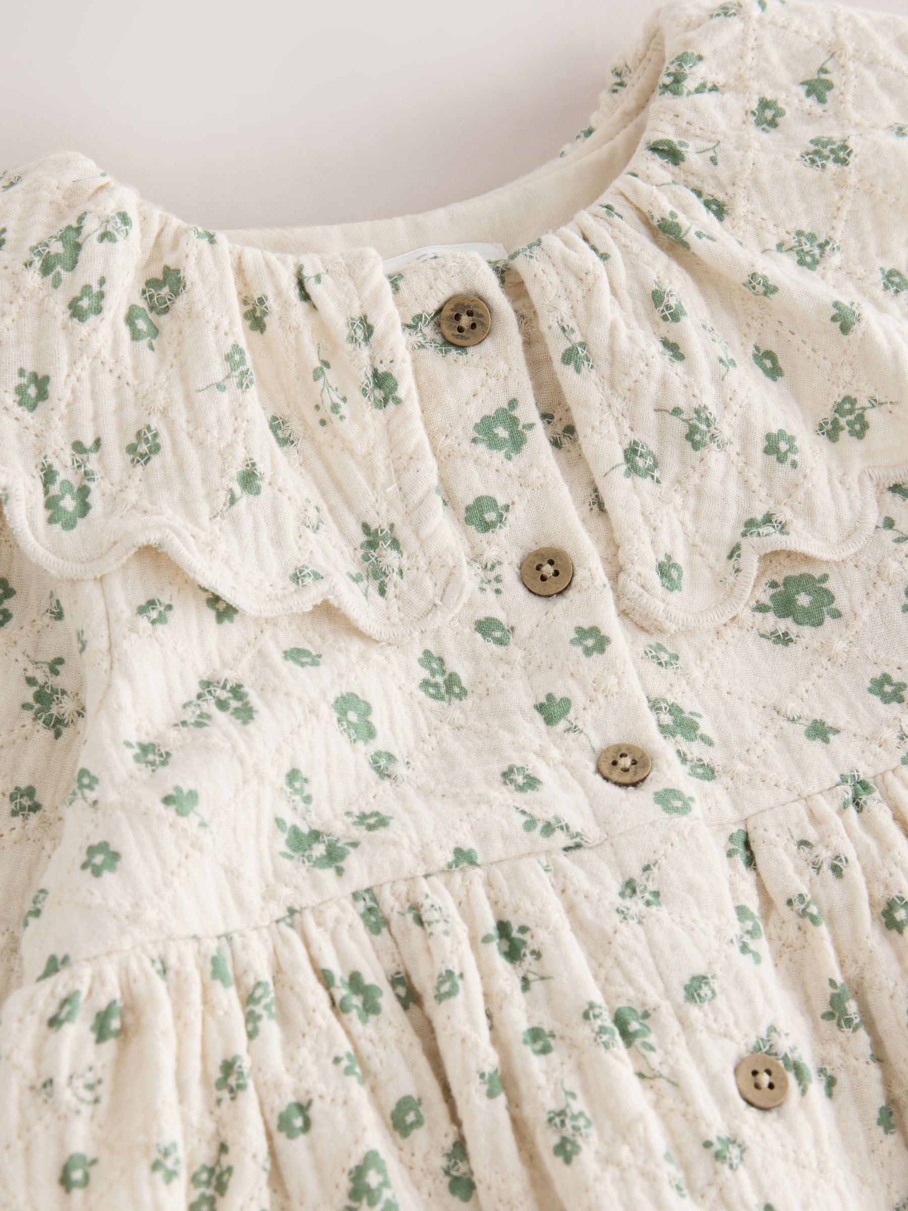 Dsiney Kidz - Ecru Ditsy Long Sleeve Collar Dress (3mths-8yrs) image 7