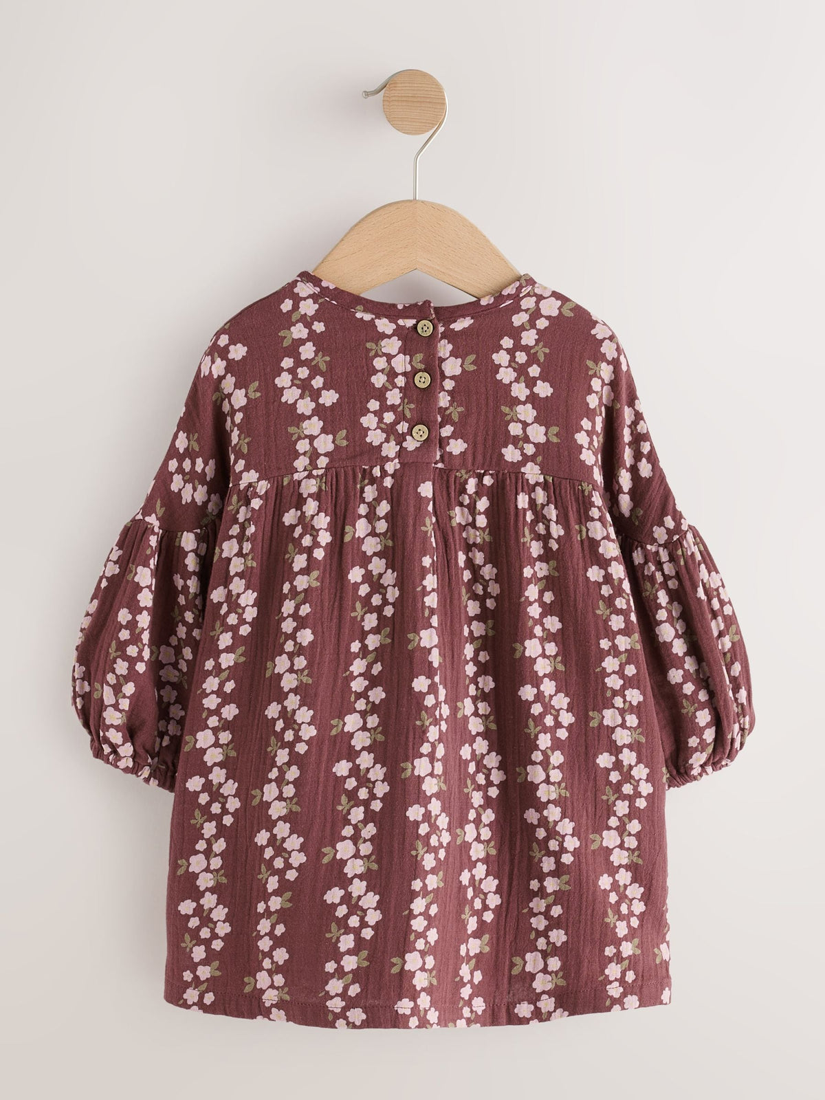 Dsiney Kidz - Chocolate Brown Flroal Long Sleeve Printed Dress (3mths-8yrs) image 6