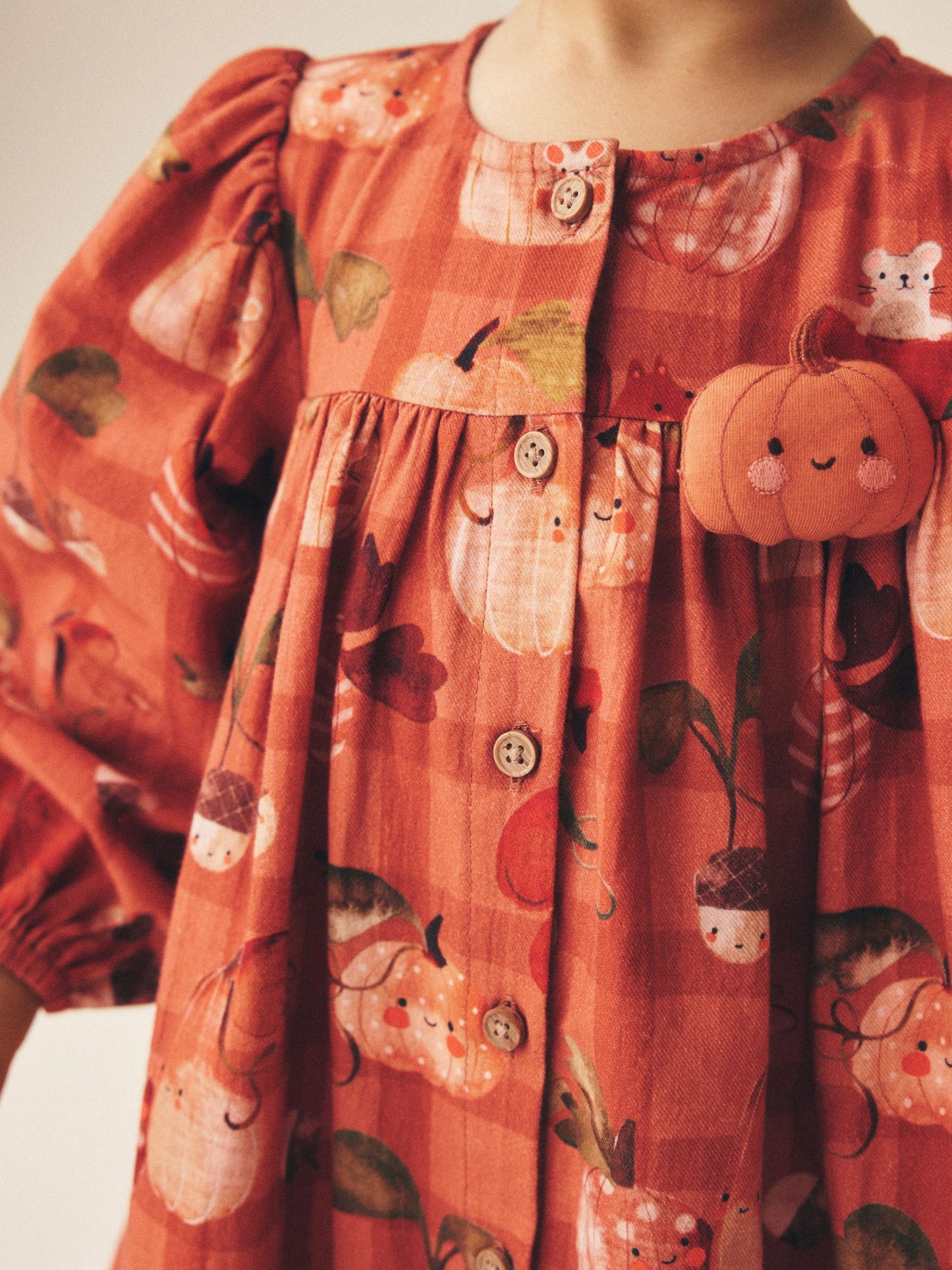 Dsiney Kidz - Orange Autumn Print Long Sleeve 3D Character Dress (3mths-8yrs) image 4