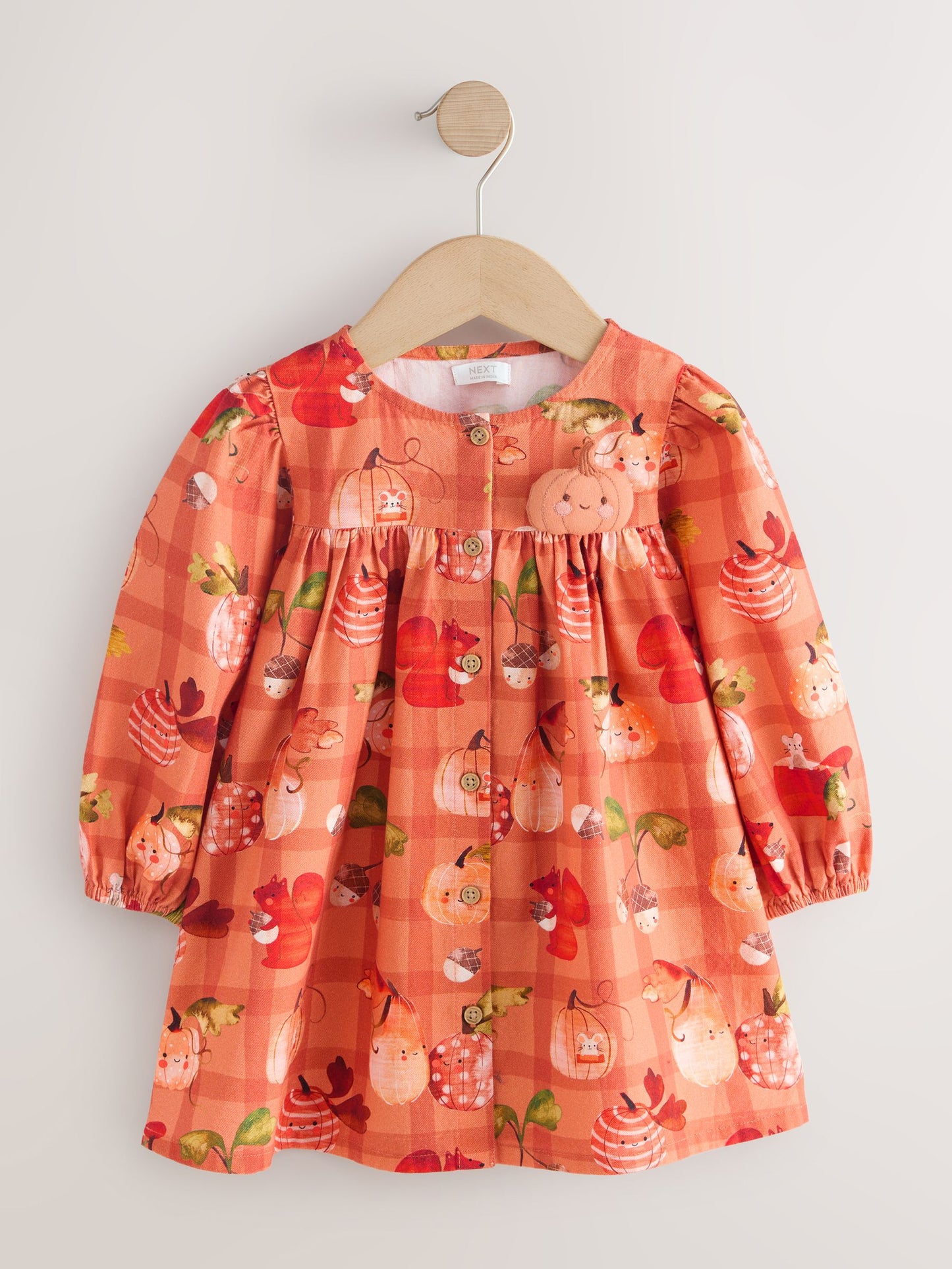Dsiney Kidz - Orange Autumn Print Long Sleeve 3D Character Dress (3mths-8yrs) image 5