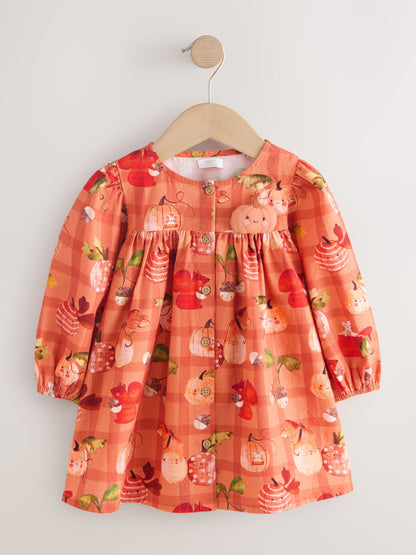 Dsiney Kidz - Orange Autumn Print Long Sleeve 3D Character Dress (3mths-8yrs) image 5